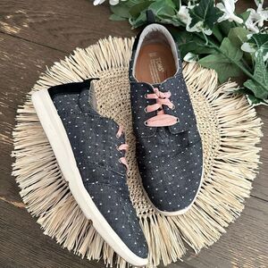 TOMS Womens Del‎ Rey Fabric Low Top Lace Up Fashion Sneakers, Black Dot sz 10
